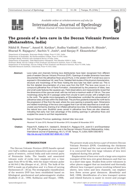 The Genesis of a Lava Cave in the Deccan Volcanic Province (Maharashtra, India) Nikhil R