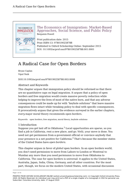 Radical Case for Open Borders