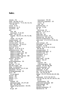 Absinthe 276 Acetal 224, 266, 373, 375 Acetic Acid Bacteria 77, 91, 103
