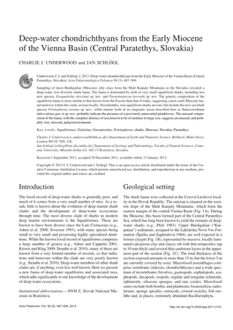 Deep−Water Chondrichthyans from the Early Miocene of the Vienna Basin (Central Paratethys, Slovakia)