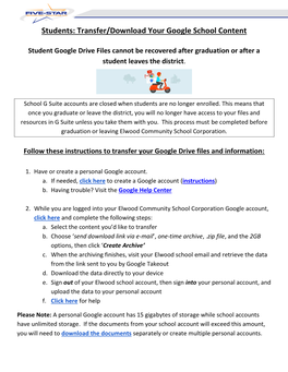 Students: Transfer/Download Your Google School Content
