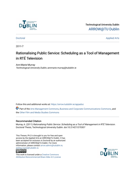 Scheduling As a Tool of Management in RTÉ Television