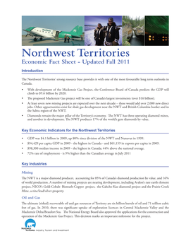 Northwest Territories Economic Fact Sheet - Updated Fall 2011