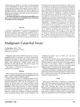 Malignant Catarrhal Fever