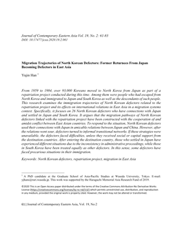 61-83 Migration Trajectories of North Korean Defectors