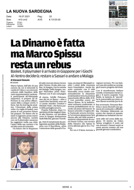 19/07/2021 La Dinamo È Fatta Ma Marco Spissu Resta Un Rebus