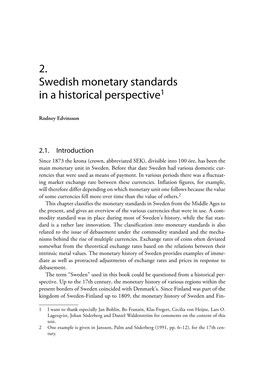 2. Swedish Monetary Standards in a Historical Perspective1