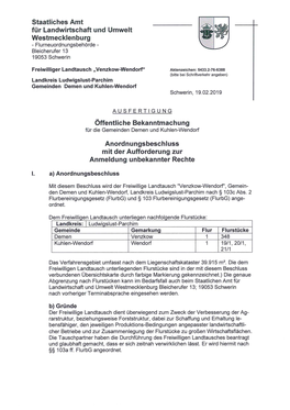 Anordnungsbeschluss FLT Venzkow-Wendorf