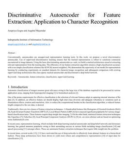 Discriminative Autoencoder for Feature Extraction: Application to Character Recognition