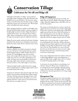 Conservation Tillage Cultivators for No-Till and Ridge-Till