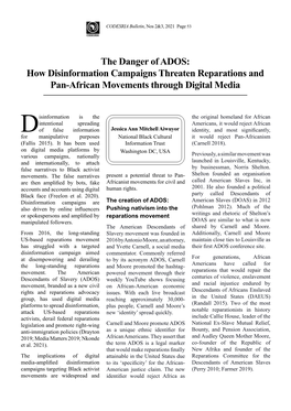 The Danger of ADOS: How Disinformation Campaigns Threaten Reparations and Pan-African Movements Through Digital Media