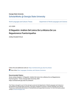 Análisis Del Léxico De La Música De Los Reguetoneros Puertorriqueños De
