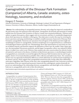 Caenagnathids of the Dinosaur Park Formation (Campanian) of Alberta, Canada: Anatomy, Osteo- Histology, Taxonomy, and Evolution Gregory F