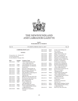 The Newfoundland and Labrador Gazette