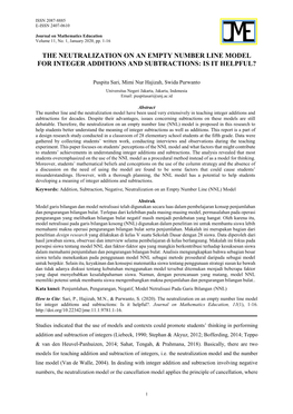 The Neutralization on an Empty Number Line Model for Integer Additions and Subtractions: Is It Helpful?