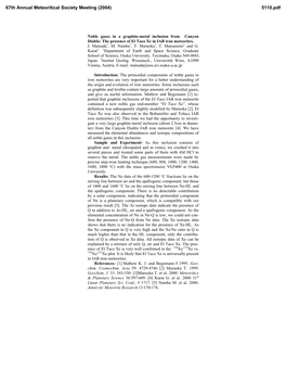 Noble Gases in a Graphite-Metal Inclusion from Canyon Diablo: the Presence of El Taco Xe in IAB Iron Meteorites