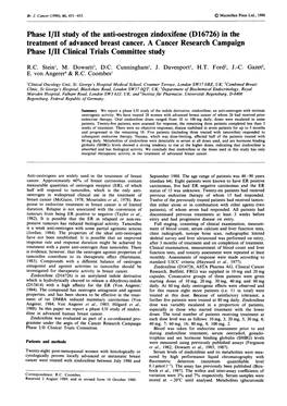 Phase I/II Study Ofthe Anti-Oestrogen Zindoxifene