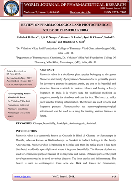 World Journal of Pharmaceutical Research Abhishek Et Al