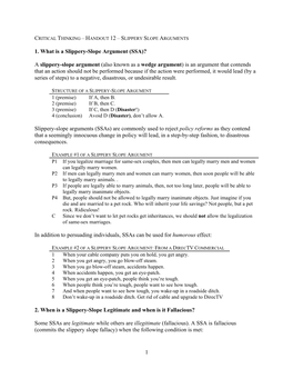 1 1. What Is a Slippery-Slope Argument (SSA)?