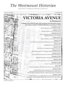 The Westmount Historian VICTORIA AVENUE