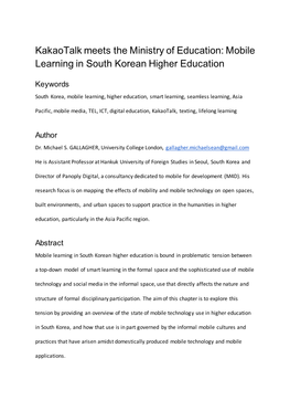 Mobile Learning in South Korean Higher Education