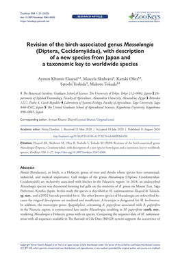 Diptera, Cecidomyiidae), with Description of a New Species from Japan and a Taxonomic Key to Worldwide Species