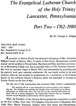 The Evangelical Lutheran Church of the Holy Trinity Lancaster, Pennsylvania