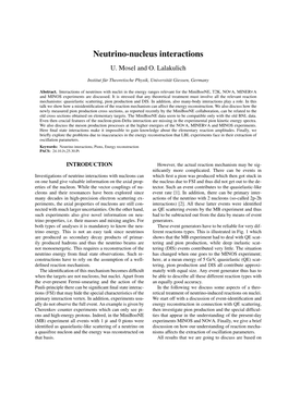 Neutrino-Nucleus Interactions U