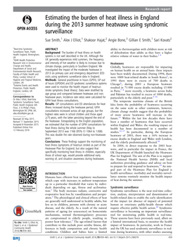 Estimating the Burden of Heat Illness in England During the 2013 Summer