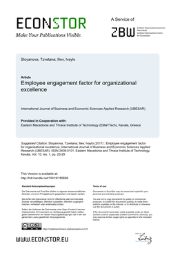 Employee Engagement Factor for Organizational Excellence