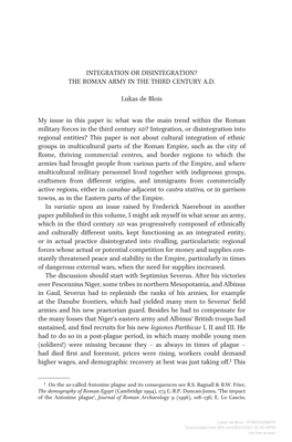 Integration Or Disintegration? the Roman Army in the Third Century A.D