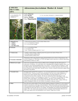 Adenostoma Fasciculatum Hooker & Arnott NRCS CODE: ADFA Family: Rosaceae A