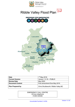 Multi Agency Flood Plan for Lancashire and the Ribble Valley ‘District Emergency Plan’