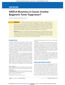 ARID1A Mutations in Cancer: Another Epigenetic Tumor Suppressor?