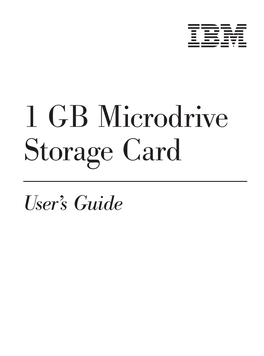 1 GB Microdrive Storage Card: User’S Guide Preface