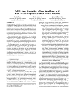 Full-System Simulation of Java Workloads with RISC-V and the Jikes Research Virtual Machine