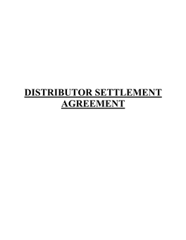 Distributor Settlement Agreement