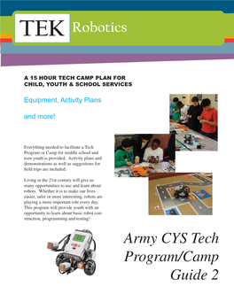 Army CYS Tech Program/Camp Guide 2 Acknowledgements