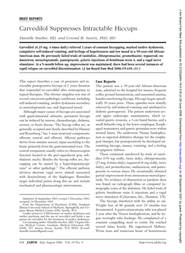 Carvedilol Suppresses Intractable Hiccups