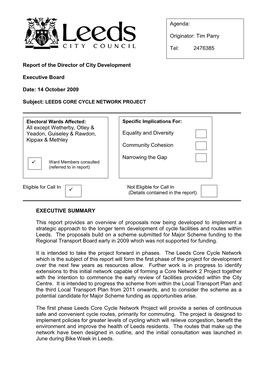 Report of the Director of City Development