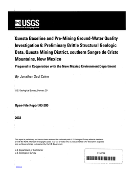 Questa Baseline and Pre-Mining