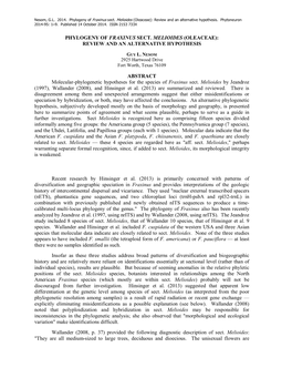 Phylogeny of Fraxinus Sect. Melioides (Oleaceae): Review and an Alternative Hypothesis