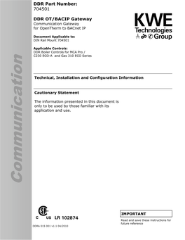 Gas 310 DDR OT BACIP Gateway BACNET 704501