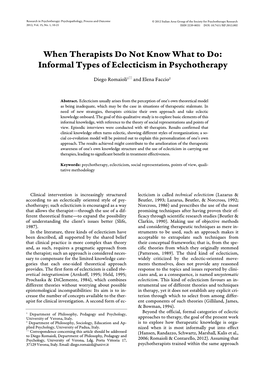 Informal Types of Eclecticism in Psychotherapy