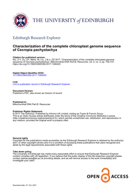 Characterization of the Complete Chloroplast Genome Sequence of Cecropia Pachystachya