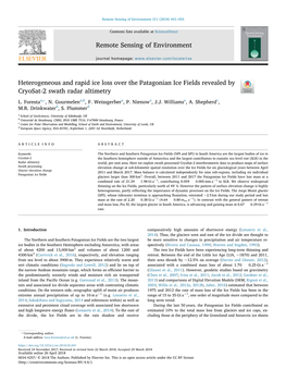 Heterogeneous and Rapid Ice Loss Over the Patagonian Ice Fields Revealed by Cryosat-2 Swath Radar Altimetry T ⁎ L