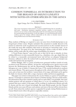 Common Topshells: an Introduction to the Biology of Osilinus Lineatus with Notes on Other Species in the Genus