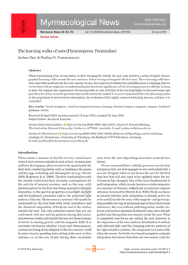 The Learning Walks of Ants (Hymenoptera: Formicidae)