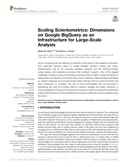 Scaling Scientometrics: Dimensions on Google Bigquery As an Infrastructure for Large-Scale Analysis