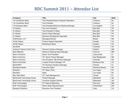 RDC Summit 2011 – Attendee List